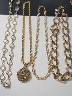 Gold Tone Chain Pendant Necklace with Coin Medallion - Women's Jewelry